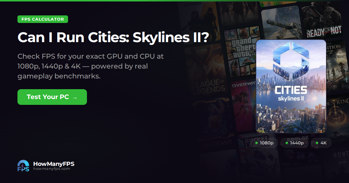 Cities: Skylines II FPS Calculator – HowManyFPS