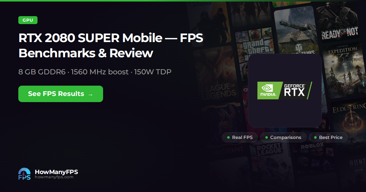 GeForce RTX 2080 SUPER Mobile: FPS, Specs & Benchmarks – HowManyFPS