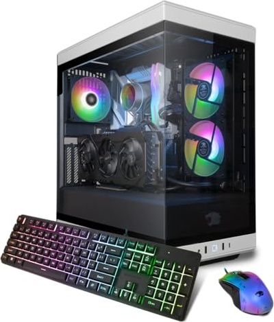 iBUYPOWER Y40 White Gaming PC, RTX 4070 Ti SUPER, i7-14700KF, 32 GB DDR5, 2 TB PCIe NVMe M.2 SSD Image