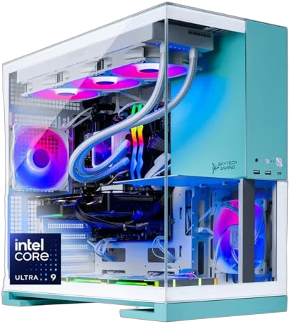 Skytech Gaming Aqua Desktop PC, Intel Ultra 9 285K 3.7 GHz(5.7 GHz Turbo), NVIDIA RTX 5070 12GB, Z890 Board, 1TB NVMe SSD, 32GB DDR5 RAM 6000 RGB, 850W Gold ATX 3 PSU, 360mm ARGB AIO, Wi-Fi, Win 11 Image