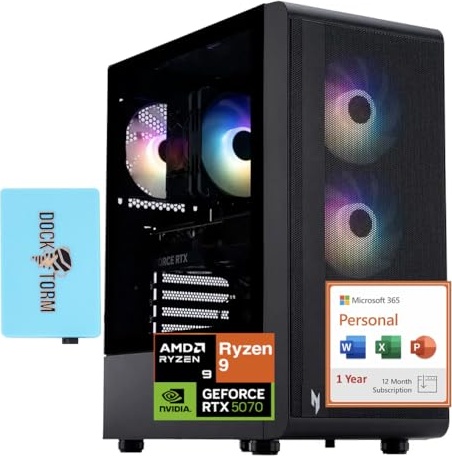 acer Nitro 60 Gaming PC, RTX 5070, Ryzen 9 7900, 128 GB DDR5, 4 TB PCIe NVMe M.2 SSD Image