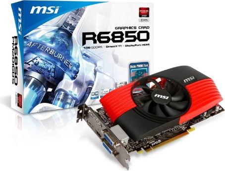 MSI Radeon HD 6850 1 GB 256-bit GDDR5 PCI Express 2.0 x16 HDCP Ready CrossFireX Support Video Card with Eyefinity R6850-PM2D1GD5/OC