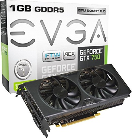 EVGA GeForce GTX 750 1GB FTW ACX Cooling, GDDR5 128bit, Dual-Link DVI, HDMI, DP Graphics Cards 01G-P4-2757-KR