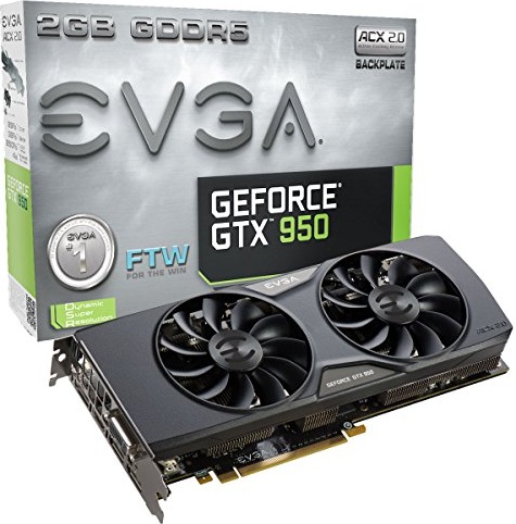 EVGA GeForce GTX 950 2GB FTW GAMING, Silent Cooling Graphics Card 02G-P4-2958-KR