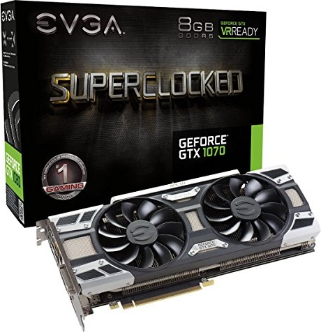 EVGA GeForce GTX 1070 SC GAMING ACX 3.0, 8GB GDDR5, LED, DX12 OSD Support (PXOC) Graphics Card 08G-P4-6173-KR