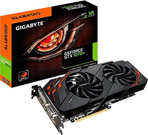 GIGABYTE GV-N107TWF2-8GD GeForce GTX 1070 Ti Windforce 8GB GDDR5 DVI/HDMI/3 Display Ports PCI-Express Video Graphics Card