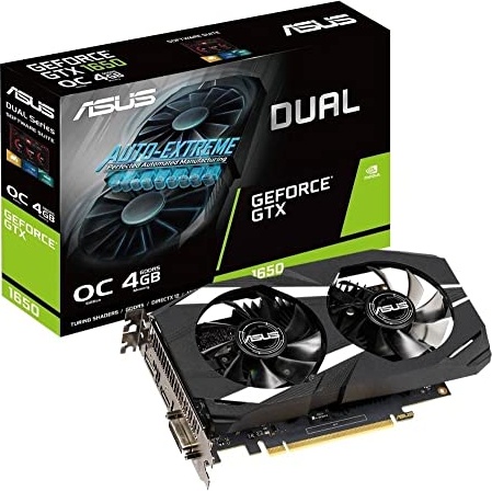 ASUS GeForce GTX 1650 Overclocked 4GB Dual-Fan Edition VR Ready HDMI DP 1.4 DVI Graphics Card (Dual-GTX1650-O4G)