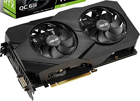 ASUS GeForce RTX 2060 Overclocked 6G GDDR6 Dual-Fan EVO Edition VR Ready HDMI DisplayPort DVI Graphics Card (DUAL-RTX2060-O6G-EVO)