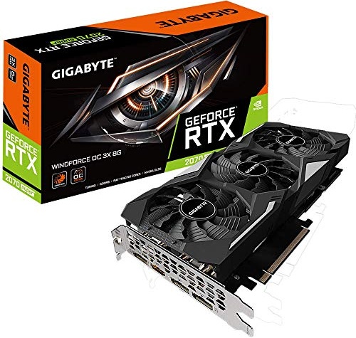 GIGABYTE GV-N207SWF3OC-8GD GeForce RTX 2070 Super Windforce OC 8G Graphics Card, 3X Windforce Fans, 8GB 256-Bit GDDR6, Video Card
