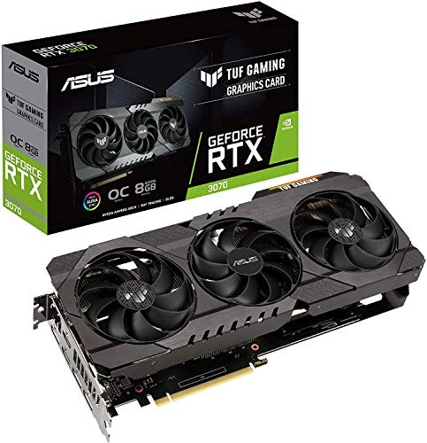 ASUS TUF Gaming NVIDIA GeForce RTX 3070 OC Edition Graphics Card- PCIe 4.0, 8GB GDDR6, HDMI 2.1, DisplayPort 1.4a, Dual Ball Fan Bearings, 3 Year Warranty