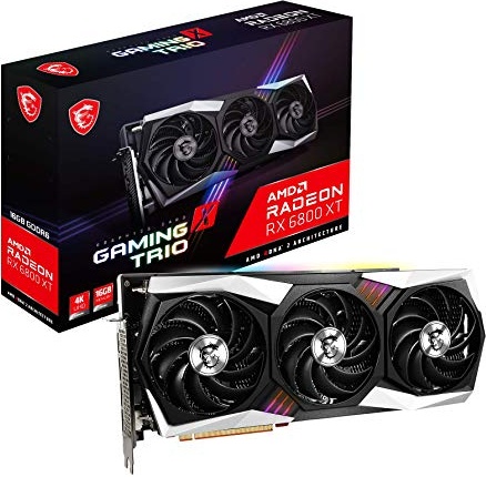 MSI Radeon RX 6800 XT Gaming X Trio 16G Gaming Graphics Card - 16GB GDDR6, 2285 MHz, PCI Express 4, 256-bit, 3X DP v 1.4a, HDMI 2.1