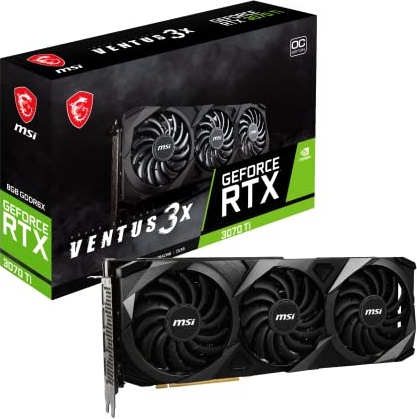 MSI GeForce RTX 3070 Ti Ventus 3X 8G OC Gaming Graphics Card - 8GB GDDR6X, 1800 MHz, PCI Express Gen 4, 256 bit, 3X DP v 1.4a, HDMI 2.1 (Supports 4K)