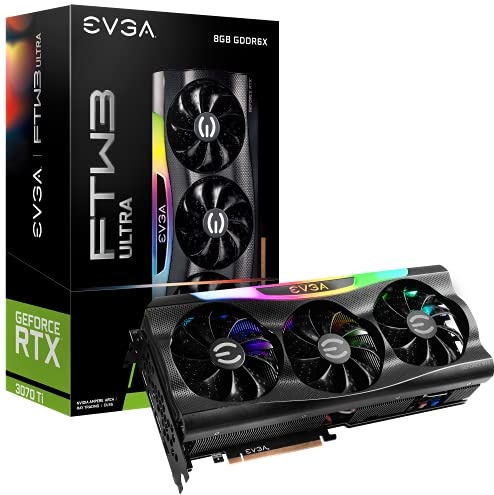 EVGA GeForce RTX 3070 Ti FTW3 Ultra Gaming, 08G-P5-3797-KL, 8GB GDDR6X, iCX3 Technology, ARGB LED, Metal Backplate