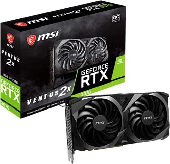 msi Gaming GeForce RTX 3070 LHR 8GB GDRR6 256-Bit HDMI/DP Nvlink Torx Fan 2 Ampere Architecture OC Graphics Card (RTX 3070 Ventus 2X 8G OC LHR)