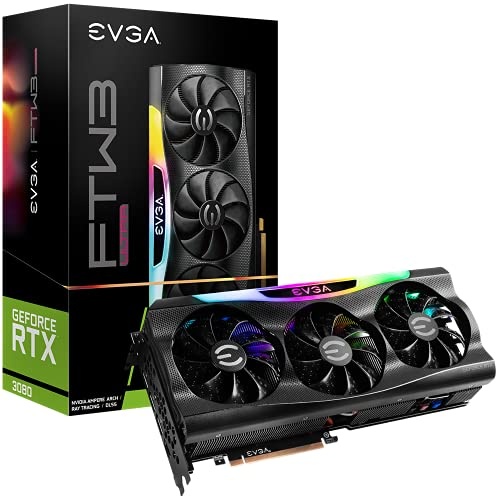 EVGA GeForce RTX 3080 FTW3 Ultra Gaming, 10G-P5-3897-KL, 10GB GDDR6X, iCX3 Technology, ARGB LED, Metal Backplate, LHR
