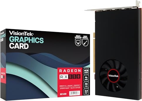 VisionTek Radeon Rx 550 4GB GDDR5 – 4K Resolution Support Graphics Card – x4 HDMI Outputs, Radeon Freesync 2, PCI Express 3.0, DirectX 12, Bus-Powered – Suitable Graphic Card for Gaming PC