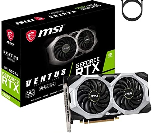 MSI NVIDIA GeForce RTX 2060 Ventus GP OC Graphics Card Dual TORX Fan 6GB GDDR6 DirectX PCI Express x16 HDCP 3 x DisplayPort 1x HDMI NVIDIA G-SYNC HDR
