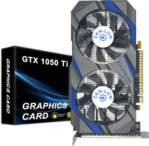ZER-LON GeForce GTX 1050 Ti Gaming Graphics Card, 4GB GDDR5 128bit 1291MHz DP HDMI DVI-Output GPU, PCI Express 3.0 Support Up to 4K Video Card for Office and PC Gaming