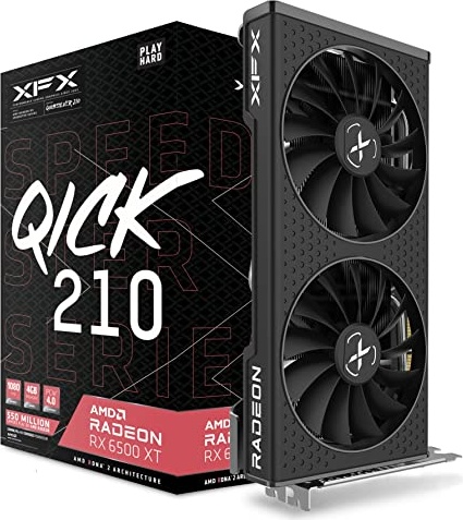 XFX Speedster QICK210 Radeon RX 6500XT Black Gaming Graphics Card with 4GB GDDR6 HDMI, AMD RDNA 2, RX-65XT4DBDQ