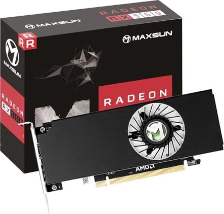 maxsun AMD Radeon RX 550 4GB Low Profile Small Form Factor Video Graphics Card for Gaming Computer PC GPU GDDR5 ITX SFF HDPC 128-Bit DirectX 12 PCI Express X16 3.0, HDMI, DisplayPort