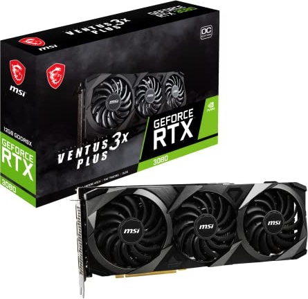 msi Gaming GeForce RTX 3080 LHR 12GB GDRR6X 384-Bit HDMI/DP Nvlink Torx Fan 3 Ampere Architecture OC Graphics Card (RTX 3080 Ventus 3X Plus 12G OC LHR)