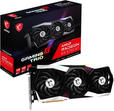 MSI Gaming Radeon RX 6750 XT 192-bit 12GB GDDR6 DP/HDMI Triple Torx 4.0 Fans FreeSync DirectX 12 VR Ready OC Graphics Card (RX 6750 XT Gaming X Trio 12G)