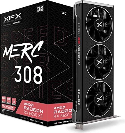 XFX Speedster MERC308 Radeon RX 6650XT Black Gaming Graphics Card with 8GB GDDR6 HDMI 3xDP, AMD RDNA 2 RX-665X8TBDY