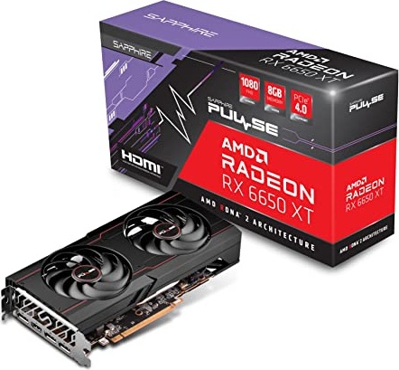 Sapphire 11319-03-20G Pulse AMD Radeon RX 6650 XT Gaming Graphics Card with 8GB GDDR6, AMD RDNA 2, Black