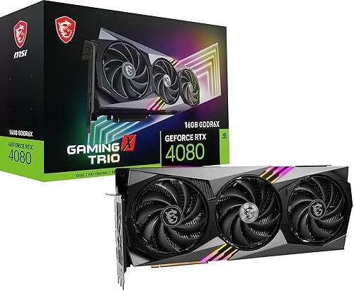 MSI GeForce RTX 4080 16GB Gaming X Trio Gaming Graphics Card - 16GB GDDR6X, 2610 MHz, PCI Express Gen 4, 256-bit, 3X DP v 1.4a, HDMI 2.1a (Supports 4K & 8K HDR)