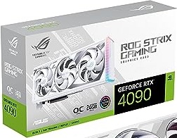ASUS ROG Strix GeForce RTX 4090 White OC Edition Gaming Graphics Card (PCIe 4.0, 24GB GDDR6X, HDMI 2.1a, DisplayPort 1.4a), 3 Year Warranty
