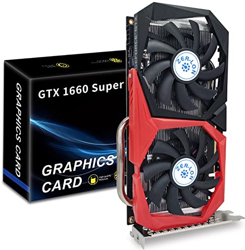 ZER-LON GeForce GTX 1660 Super 6GB Graphics Cards, GDRR6 192Bit PCIE 3.0X16 Computer Gaming Gpu, Dual Freeze Fans Video Card with HDMI/DP/DVI Ports Support 4K and 8K HD