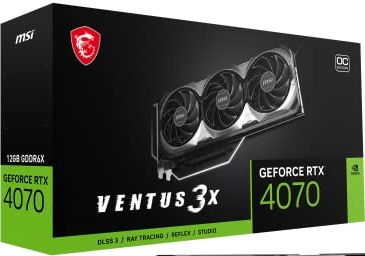 MSI Gaming GeForce RTX 4070 12GB GDRR6X Extreme Clock: 2520 MHz 192-Bit HDMI/DP Nvlink TORX Fan 4.0 Ada Lovelace Architecture Graphics Card (RTX 4070 Ventus 3X 12G OC)