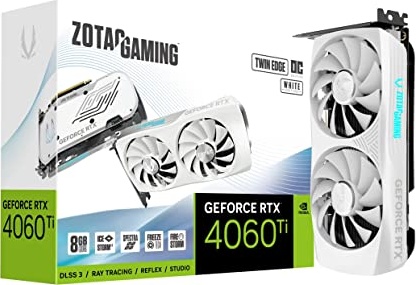 ZOTAC Gaming GeForce RTX 4060 Ti 8GB Twin Edge OC White Edition DLSS 3 8GB GDDR6 128-bit 18 Gbps PCIE 4.0 Compact Graphics Card, IceStorm 2.0 Advanced Cooling, Spectra RGB Lighting, ZT-D40610Q-10M