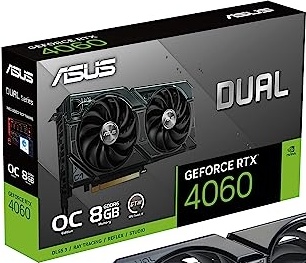 ASUS Dual GeForce RTX 4060 OC Edition 8GB GDDR6 (PCIe 4.0, 8GB GDDR6, DLSS 3, HDMI 2.1a, DisplayPort 1.4a, 2.5-Slot Design, Axial-tech Fan Design, 0dB Technology), 3 Year Warranty