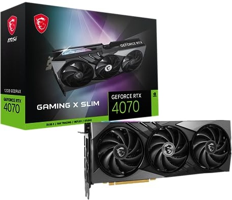 MSI Gaming GeForce RTX 4070 12GB GDRR6X Extreme Clock: 2625 MHz 192-Bit HDMI/DP Nvlink TORX Fan 4.0 Ada Lovelace Architecture Graphics Card (RTX 4070 Gaming X Slim 12G)