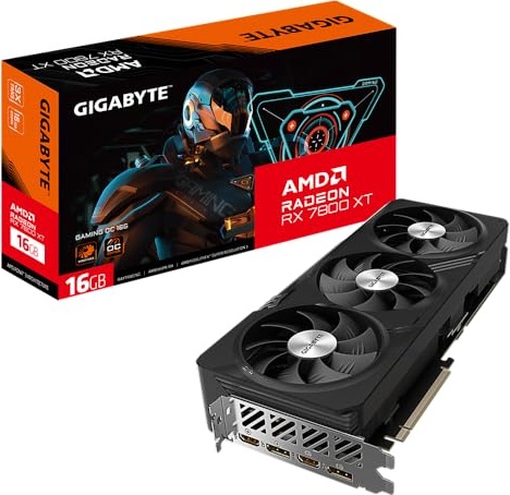GIGABYTE Radeon RX 7800 XT Gaming OC 16GB Graphics Card - 16GB GDDR6 256-bit, Windforce Cooling System, Metal Back Plate, DP 2.1, HDMI 2.1, AMD RDNA 3 Architecture, GV-R78XTGAMING OC-16GD