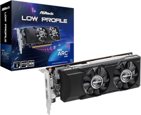 ASRock Intel Arc A310 Low Profile 4GB Graphics Card, 2000 MHz GPU Clock, 4GB GDDR6, Low-Profile Design, Dual Fan, DisplayPort 2.0, HDMI 2.0b, 8K Support