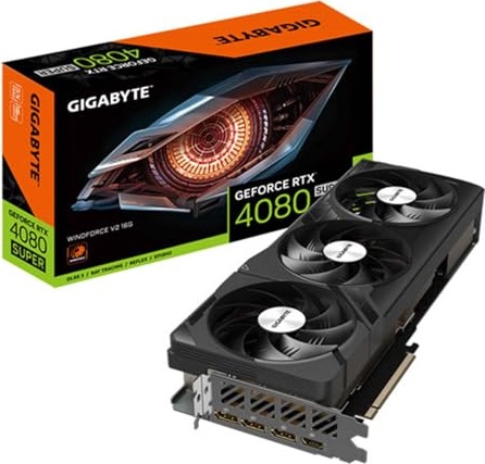 Gigabyte GeForce RTX 4080 Super WINDFORCE V2 Graphics Card - 2550MHz Core, 16GB GDDR6X 23000MHz 256-bit Memory, PCI-E 4.0, 3X DP 1.4, 1x HDMI 2.1a, NVIDIA DLSS 3.5, GV-N408SWF3V2-16GD