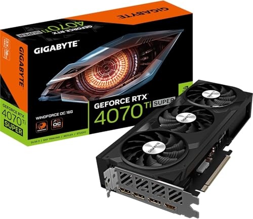 Gigabyte GeForce RTX 4070 Ti Super WINDFORCE OC Graphics Card - 2625MHz Core, 16GB GDDR6X 21000MHz 256-bit Memory, PCI-E 4.0, 3X DP 1.4, 1x HDMI 2.1a, NVIDIA DLSS 3.5, GV-N407TSWF3OC-16GD