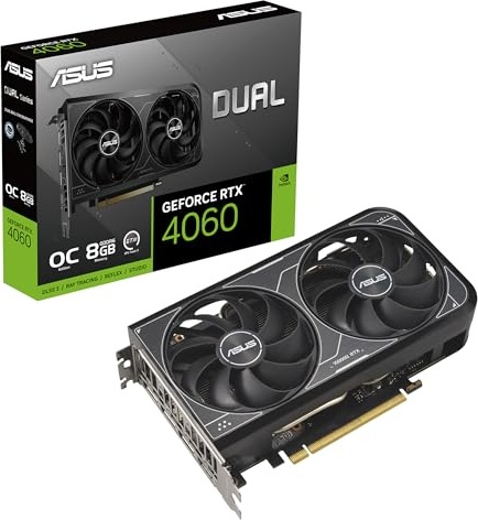 ASUS Dual GeForce RTX 4060 V2 OC Edition (PCIe 4.0, 8GB GDDR6, DLSS 3, HDMI 2.1a, DisplayPort 1.4a, 2-Slot Design, Axial-tech Fan Design, 0dB Technology), 3 Year Warranty