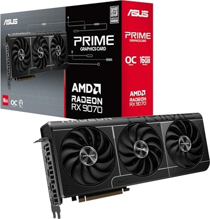 ASUS Prime Radeon™ RX 9070 OC Edition Graphics Card (PCIe 5.0, HDMI/DP 2.1, 2.5-Slot Design, axial-tech Fans, Dual Ball Fan Bearings, Dual BIOS, GPU Guard)