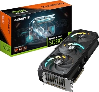 GIGABYTE GeForce RTX 5080 Gaming OC 16G Graphics Card, WINDFORCE Cooling System, 16GB 256-bit GDDR7, GV-N5080GAMING OC-16GD Video Card