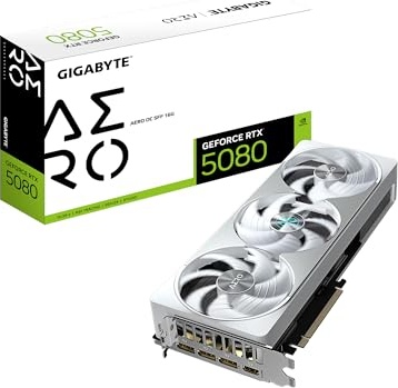 GIGABYTE GeForce RTX 5080 AERO OC SFF 16G Graphics Card, WINDFORCE Cooling System, 16GB 256-bit GDDR7, GV-N5080AERO OC-16GD Video Card, Compatible with Desktop