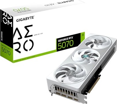 GIGABYTE GeForce RTX 5070 AERO OC 12G Graphics Card, 12GB 192-bit GDDR7, PCIe 5.0, WINDFORCE Cooling System, GV-N5070AERO OC-12GD Video Card, Compatible with Desktop