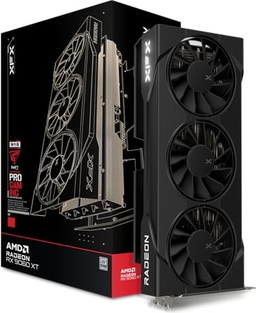 XFX Swift AMD Radeon RX 9060 XT OC Triple Fan Gaming Edition with 16GB GDDR6 HDMI 2xDP, RDNA 4 RX-96TS316BA, Graphics Card, Compatible with Desktop PCs