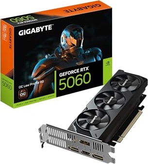 GIGABYTE GeForce RTX 5060 OC Low Profile 8G Graphics Card, by NVIDIA, 8GB 128-bit GDDR7, PCIe 5.0, Supports up to 4 displays, DisplayPort & HDMI - Video Output Interface, GV-N5060OC-8GL Video Card