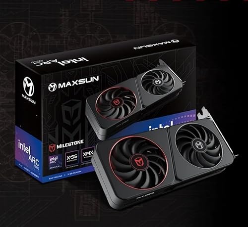 WEELIAO MAXSUN Intel Arc B580 Milestone Black Graphics Card,2670~2850 Mhz Video Card,12GB 192-bit GDDR6,PCIE4.0,1 HDMI2.1a,3 DP2.1,2 Fans