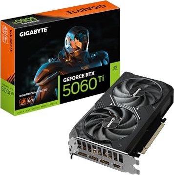 GIGABYTE GeForce RTX 5060 Ti WINDFORCE MAX OC 8G Graphics Card, 8GB 128-bit GDDR7, PCIe 5.0, WINDFORCE Cooling System, GV-N506TWF2MAX OC-8GD Video Card