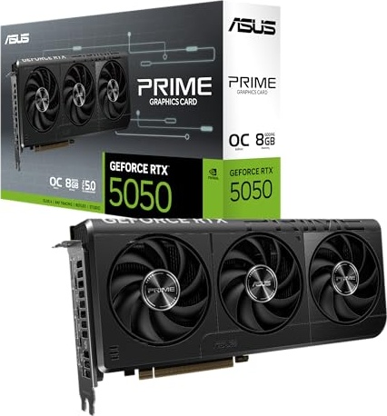 ASUS SFF-Ready Prime NVIDIA GeForce RTX 5050 8GB GDDR6 OC Edition Graphics Card (PCIe 5.0, 8GB GDDR6, HDMI/DP 2.1, 2.5-Slot, Axial-tech Fans, Dual BIOS), 3 Year Warranty