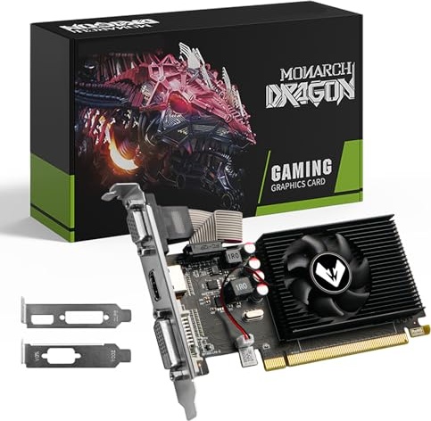 MOUGOL AMD Radeon R5 230 Low Profile Graphics Card, 2GB DDR3 64-Bit, VGA/DVI/HDMI 1.3A, SFF Video Card for Windows 10/8.1/7 PC, PCI Express x16 1.1, Entry Level Computer GPU (Single Fan Cooling)